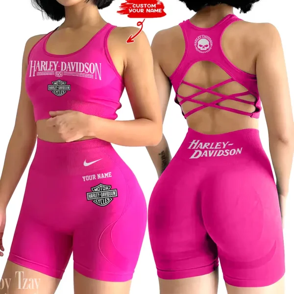 Harley Davidson 2-PCS Seamless Women Yoga Set Workout Sportwear style 2025 CSB2PWSYS011 - Image 3