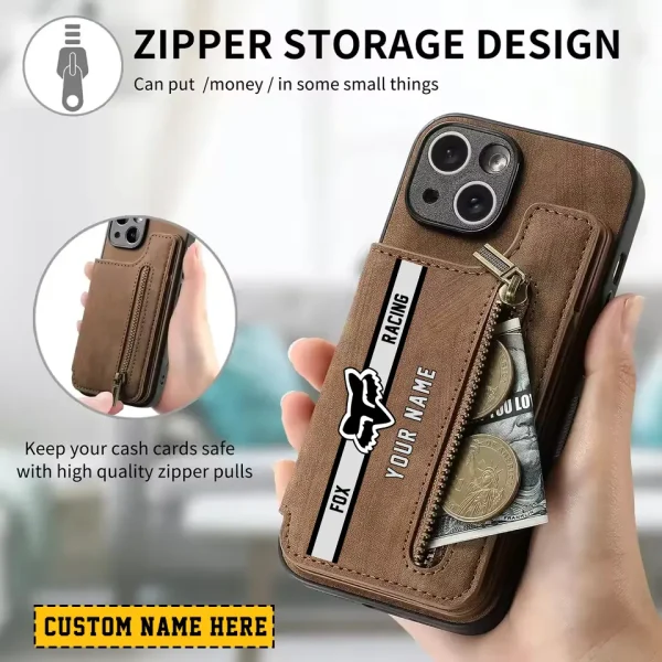 Fox Racing Classic Zipper Leather Wallet Phone Case New 2025 CBSCLWPC001