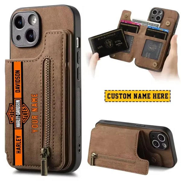 Harley Davidson Classic Zipper Leather Wallet Phone Case New 2025 CBSCLWPC002