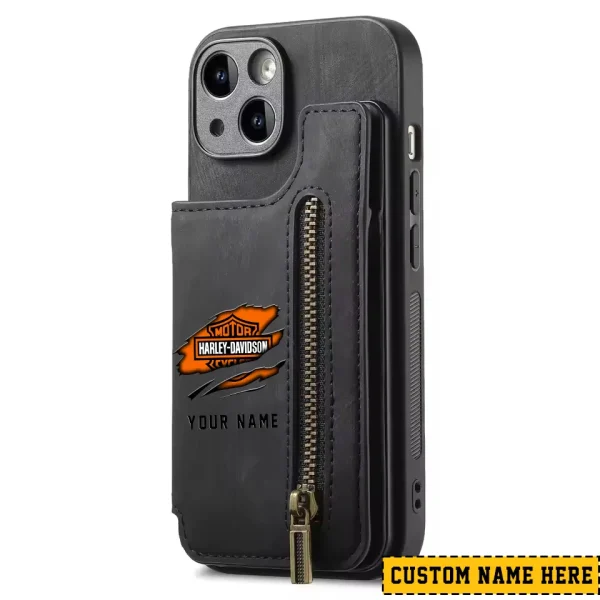 Harley Davidson Classic Zipper Leather Wallet Phone Case New 2025 CBSCLWPC003