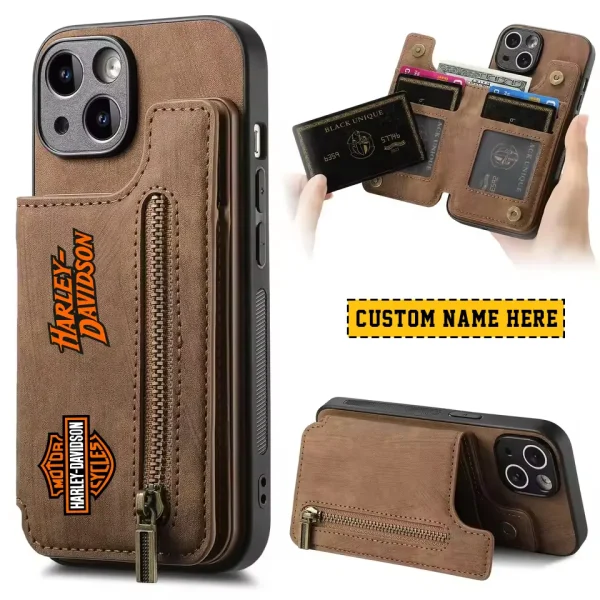 Harley Davidson Classic Zipper Leather Wallet Phone Case New 2025 CBSCLWPC004