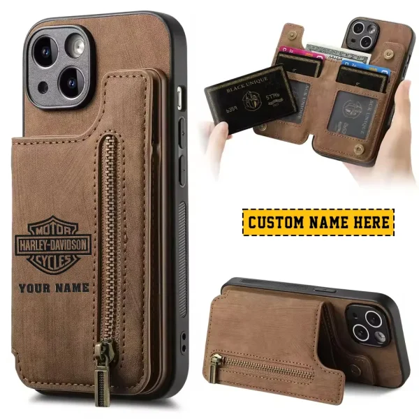Harley Davidson Classic Zipper Leather Wallet Phone Case New 2025 CBSCLWPC006