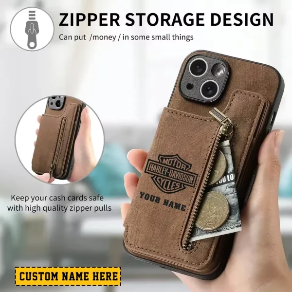 Harley Davidson Classic Zipper Leather Wallet Phone Case New 2025 CBSCLWPC006 - Image 2