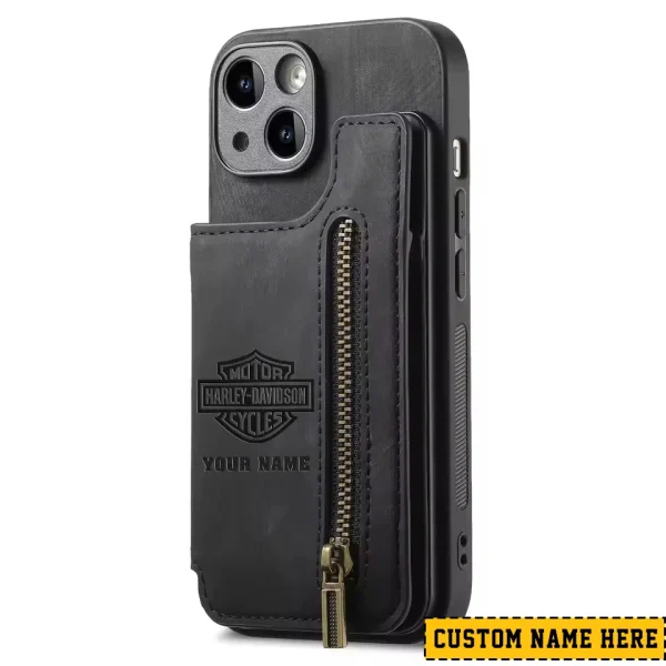 Harley Davidson Classic Zipper Leather Wallet Phone Case New 2025 CBSCLWPC006