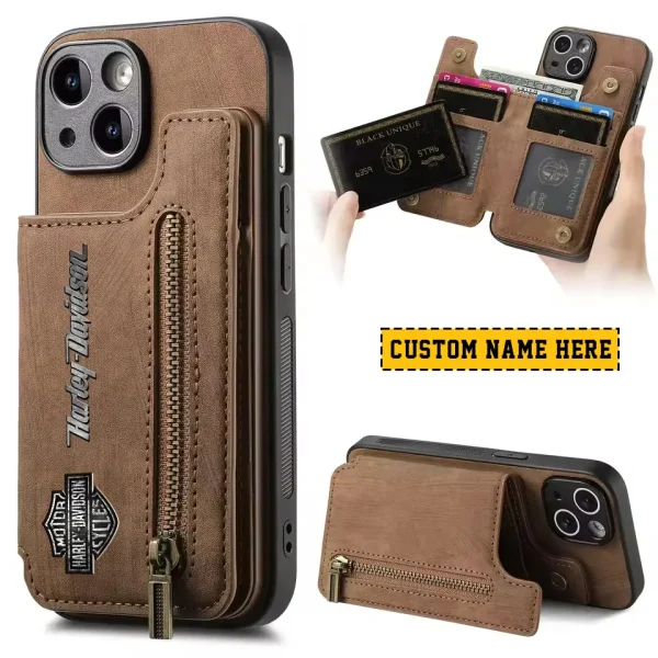 Harley Davidson Classic Zipper Leather Wallet Phone Case New 2025 CBSCLWPC007