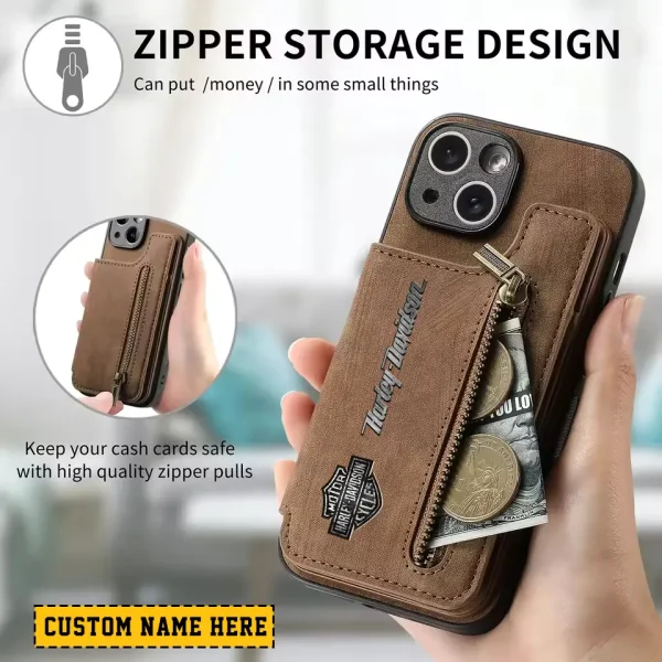Harley Davidson Classic Zipper Leather Wallet Phone Case New 2025 CBSCLWPC007 - Image 2