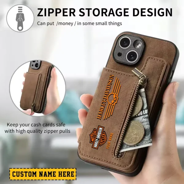 Harley Davidson Classic Zipper Leather Wallet Phone Case New 2025 CBSCLWPC008 - Image 2