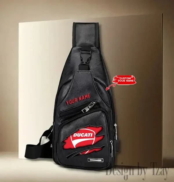 Ducati Leather Sling Backpack With Adjustable Strap CBSLTBPAS006