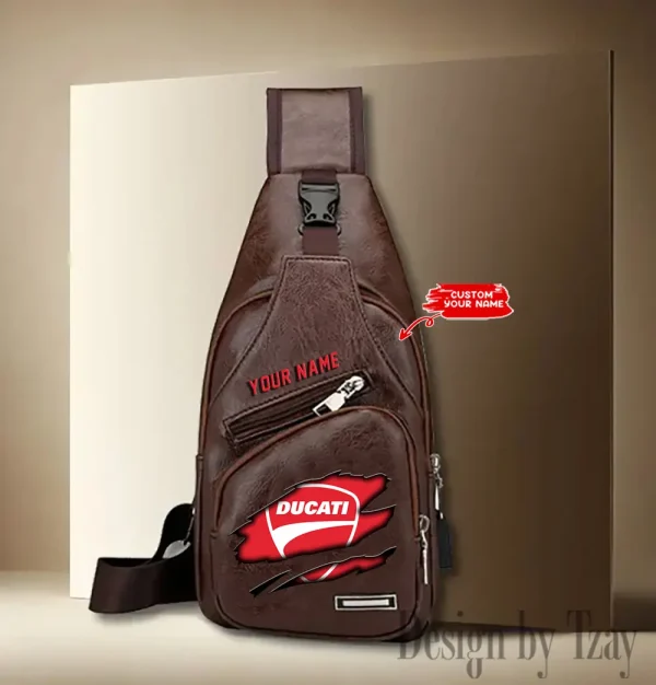 Ducati Leather Sling Backpack With Adjustable Strap CBSLTBPAS006