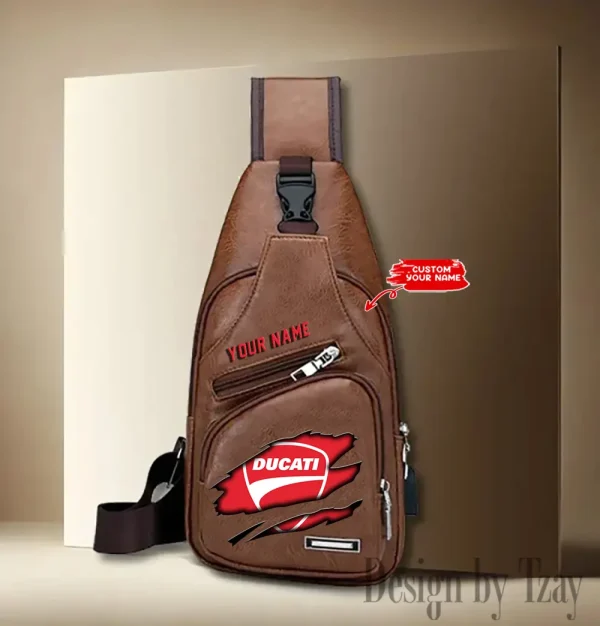 Ducati Leather Sling Backpack With Adjustable Strap CBSLTBPAS006