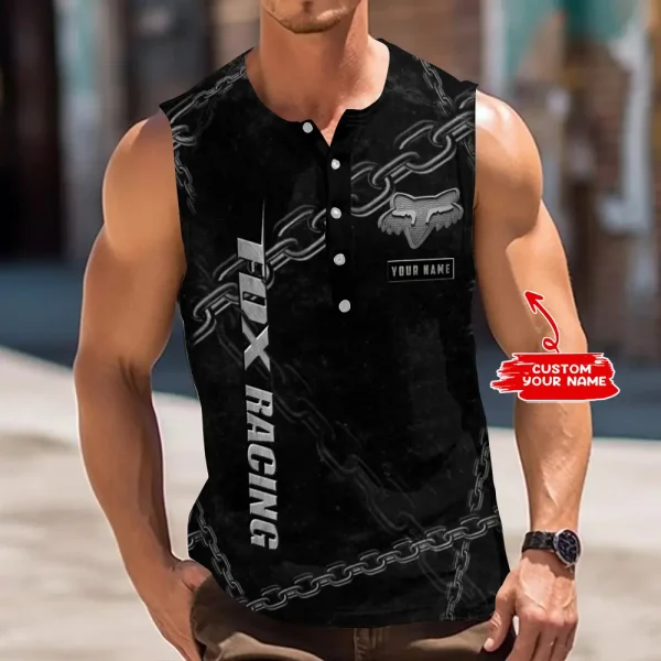 Fox Racing Button Tank Tops Sleeveless Summer Shirt VDBTSSS057