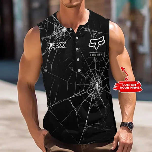 Fox Racing Button Tank Tops Sleeveless Summer Shirt VDBTSSS058