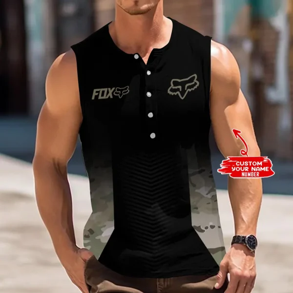 Fox Racing Button Tank Tops Sleeveless Summer Shirt VDBTSSS062