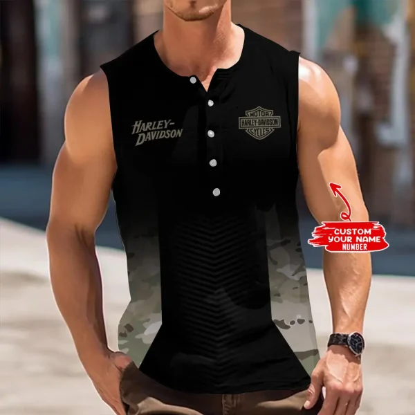 Harley Davidson Button Tank Tops Sleeveless Summer Shirt VDBTSSS063