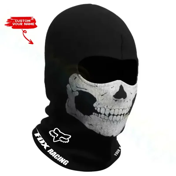 Fox Racing Musion Full Face Mask Black Ghosts Print Balaclava With Skull CBSMFMBG002
