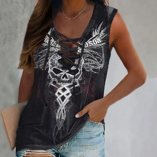 Harley Davidson Motorcycles Print Strap Design Women's Tops HDMPSDWTCBS003