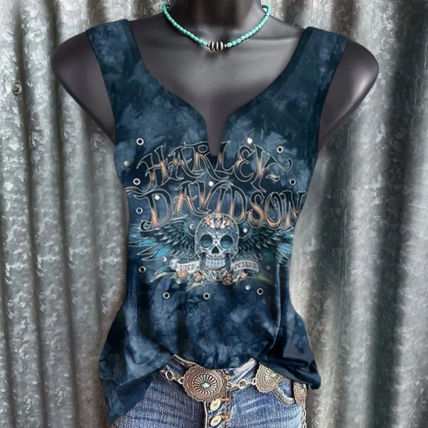 Harley Davidson Motorcycles V-Neck Cut-Out Neckline HDCBSVNCONLM001