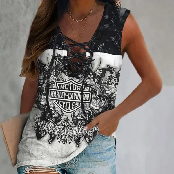 Harley Davidson Motorcycles Lace-up Neckline HDMPSDWTCBS004