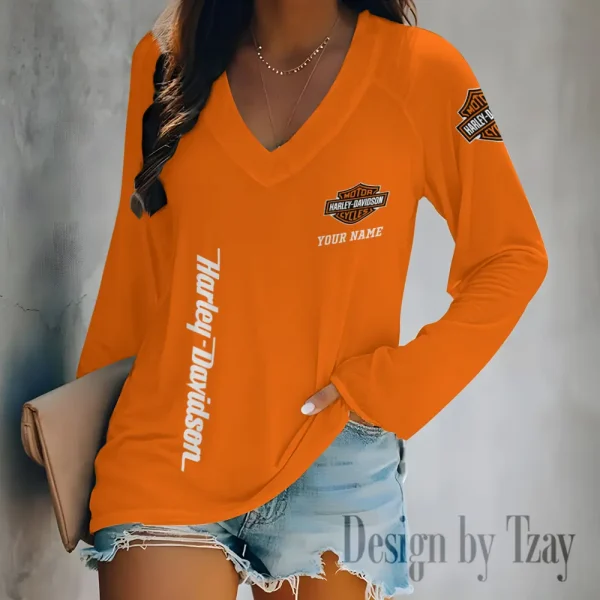 Harley Davidson Long Sleeve Lightweight V-Neck Lounge T-Shirt 2025 CBSLVNLT023