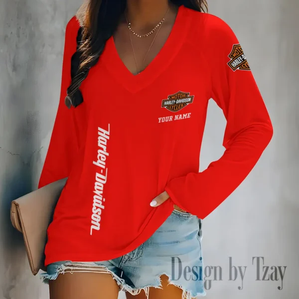 Harley Davidson Long Sleeve Lightweight V-Neck Lounge T-Shirt 2025 CBSLVNLT024