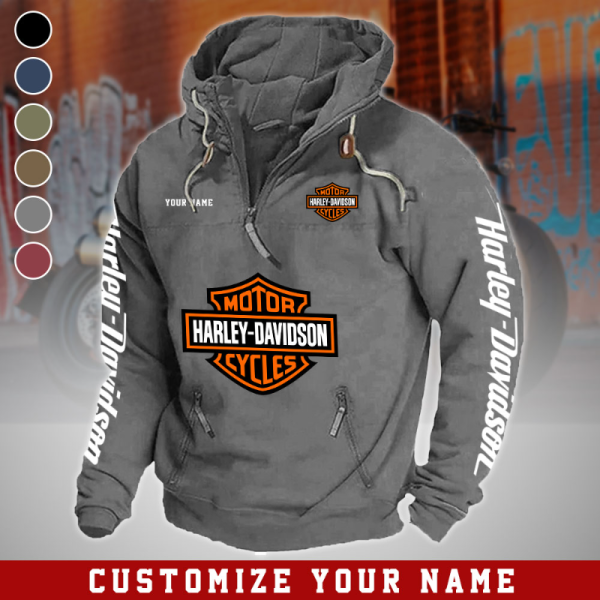 Harley Davidson RVIMT7907 Half Zip Pocket Hoodie - Image 2
