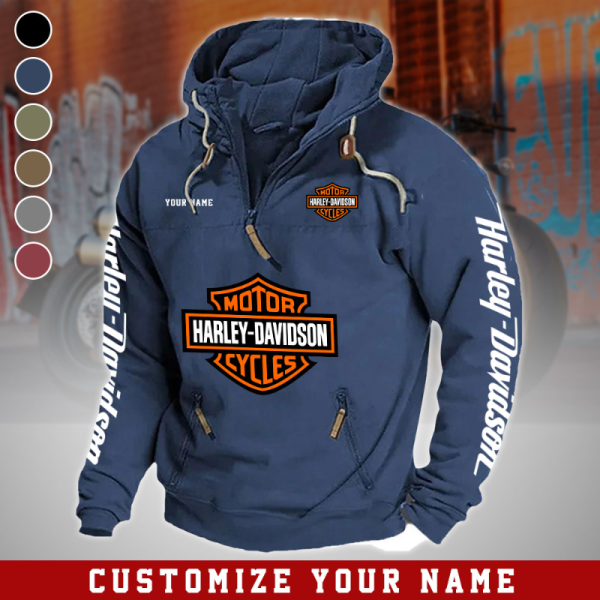 Harley Davidson RVIMT7907 Half Zip Pocket Hoodie - Image 3