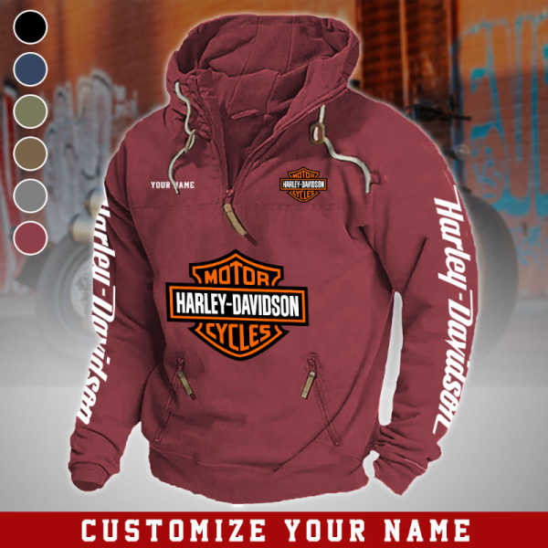 Harley Davidson RVIMT7907 Half Zip Pocket Hoodie - Image 4