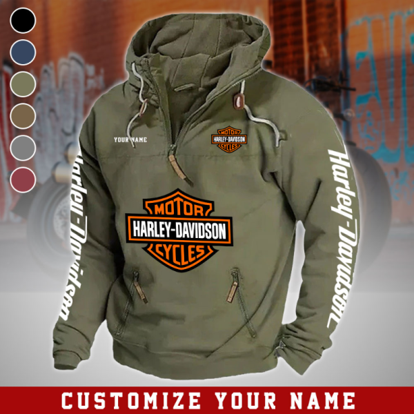 Harley Davidson RVIMT7907 Half Zip Pocket Hoodie - Image 5