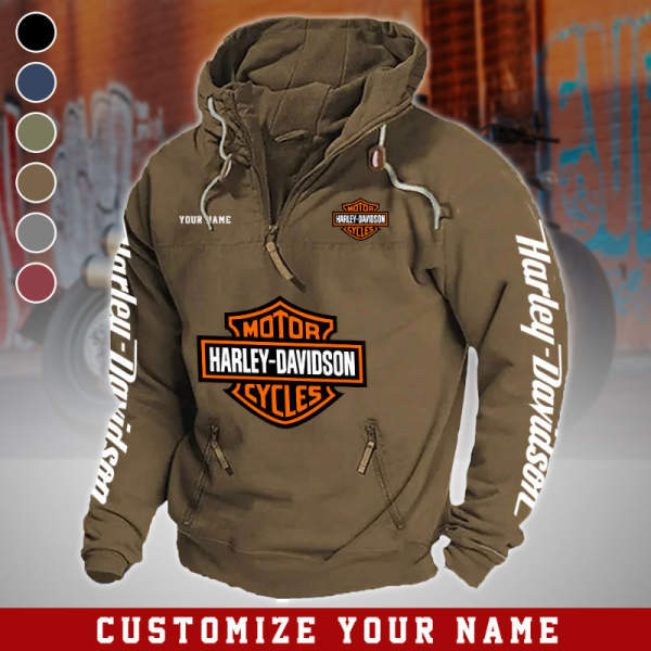 Harley Davidson RVIMT7907 Half Zip Pocket Hoodie - Image 6