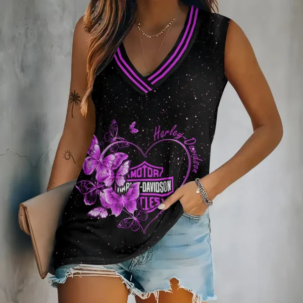 Harley Davidson V-neck Women's Vest CBSVWVEST069