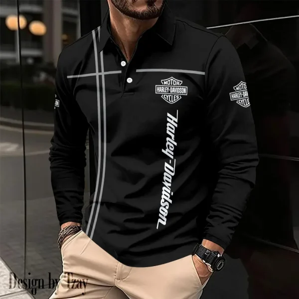 Harley Davidson Long Sleeve Polo Shirt New Design 2025 VDLSPS414 - Image 2