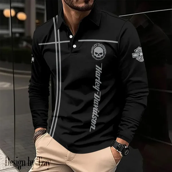 Harley Davidson Long Sleeve Polo Shirt New Design 2025 VDLSPS415 - Image 2