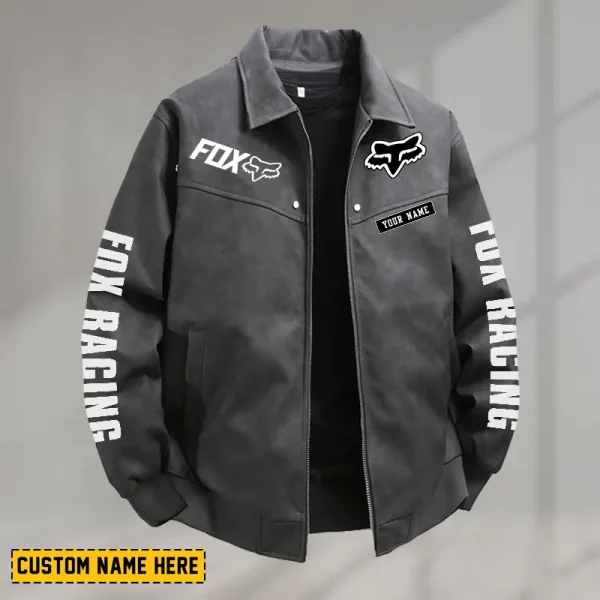 Fox Racing Men's PU Leather Flight Jacket Fashionable Slim Fit Collar Windproof Motorcycle CBSPULFJFW001 - Image 3