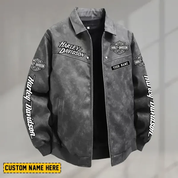 Harley Davidson Men's PU Leather Flight Jacket Fashionable Slim Fit Collar Windproof Motorcycle CBSPULFJFW004 - Image 2