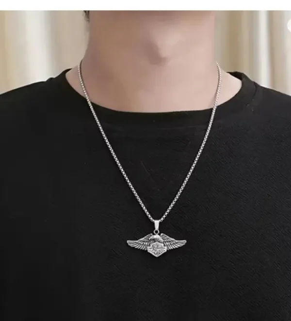 New Stainless Steel Titanium Vintage Hip Hop Motorcycle Harleys Badge Pendant Collar Chains Necklace for Men Women Gift - Image 3