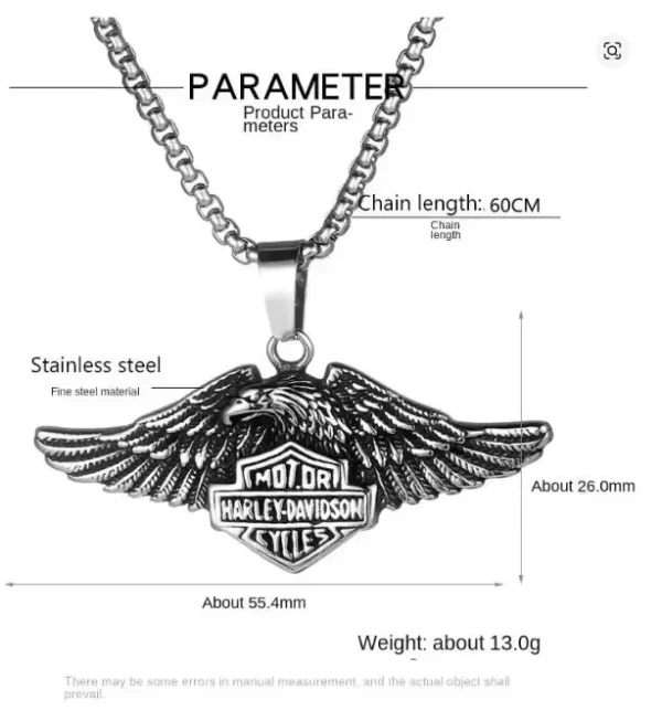 New Stainless Steel Titanium Vintage Hip Hop Motorcycle Harleys Badge Pendant Collar Chains Necklace for Men Women Gift - Image 4