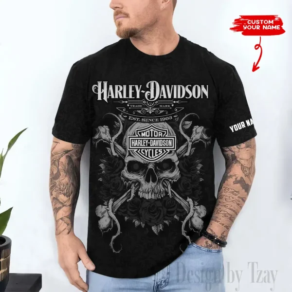 Harley Davidson Custom 3D Printed T-shirt Trending 2025 VDTS314