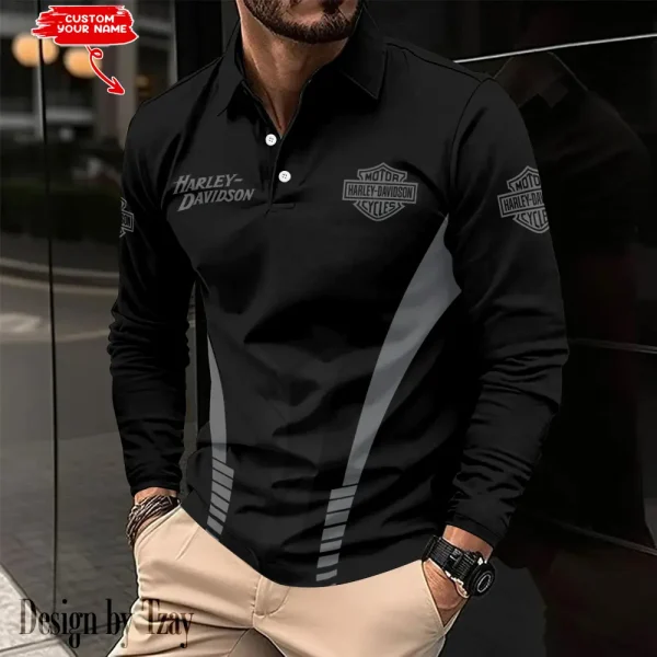 Harley Davidson Long Sleeve Polo Shirt New Design 2025 VDLSPS416 - Image 2