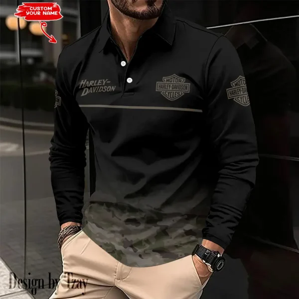 Harley Davidson Long Sleeve Polo Shirt New Design 2025 VDLSPS417 - Image 2