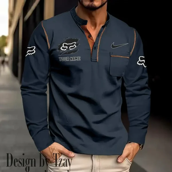 Fox Racing Mens Spring Summer Long Sleeve Solid Pockets Polo Shirts CBSMSLSPS005