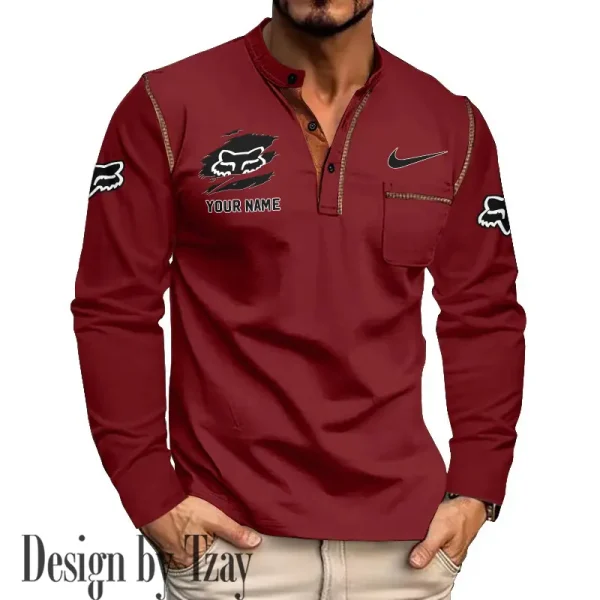 Fox Racing Mens Spring Summer Long Sleeve Solid Pockets Polo Shirts CBSMSLSPS005 - Image 2
