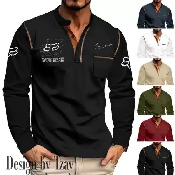 Fox Racing Mens Spring Summer Long Sleeve Solid Pockets Polo Shirts CBSMSLSPS005 - Image 4