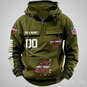 Harley Davidson Half Zipper Men's Tactical Hoodies VDVMHD090