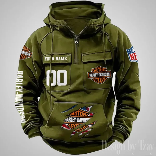 Harley Davidson Half Zipper Men's Tactical Hoodies VDVMHD090
