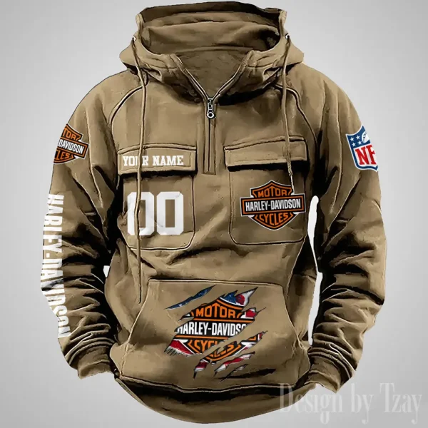 Harley Davidson Half Zipper Men's Tactical Hoodies VDVMHD090 - Image 2