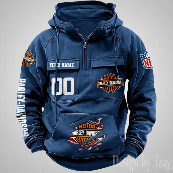 Harley Davidson Half Zipper Men's Tactical Hoodies VDVMHD090 - Image 3