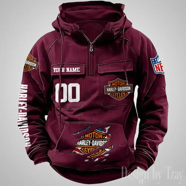 Harley Davidson Half Zipper Men's Tactical Hoodies VDVMHD090 - Image 4