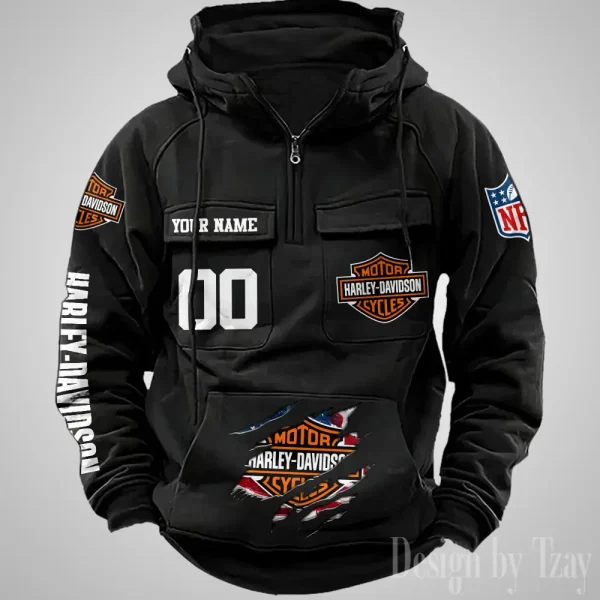 Harley Davidson Half Zipper Men's Tactical Hoodies VDVMHD090 - Image 5