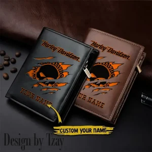 Harley Davidson Men Leather Zipper Vertical Purse VDLVW033