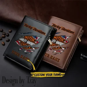 Harley Davidson Men Leather Zipper Vertical Purse VDLVW034